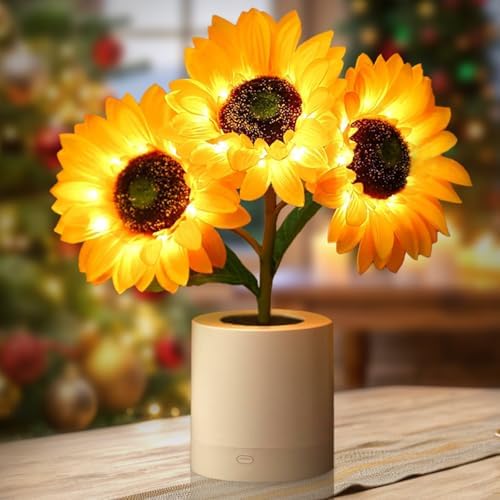 Lifnatty Sunflower Lamp Gifts for Women, Birthday Gift for Women, Mom, Sister, Girlfriend, Rechargeable Flower Lamp Night Light, Dimming Table Lamp, Anniversary Bedroom Decor by Lifnatty
