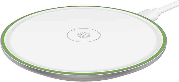 AT&T Professional Series 15W Wireless Charging Pad White Premium USB-C Fast Charging Universal Device Compatibility Qi Certified Technology