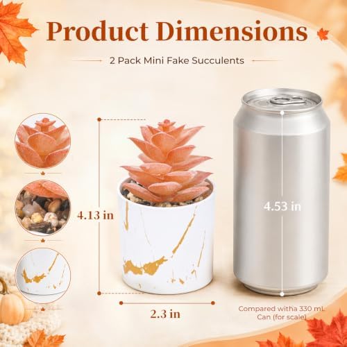 Der Rose 2 Pack Fall Fake Plants in Gold Accent Pots for Autumn Decor - Image 2