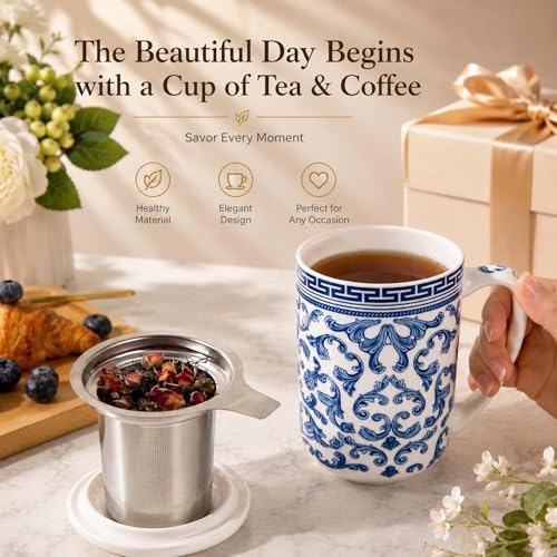 AmorArc Tea Cup With Infuser and Lid, 18oz Loose Leaf Tea Mug With Steeper - Image 5