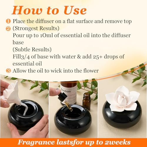 Honeydak 1 Pcs Ceramic Essential Oil Diffuser, Non Electric,White Lotus - Image 3