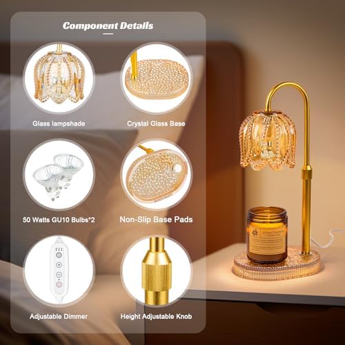 Petal Candle Warmer Lamp with Timer & Dimmable Light Champagne Gold - Image 6