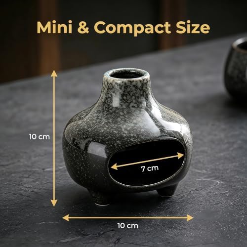 Ceramic Palo Santo Holder Incense Burner,Handcrafted Chiminea Incense Cone Holder Burner Wood Sticks,Ash Catcher,Aromatic Home Decor for Spiritual Rituals,Yoga,Meditation (White, 4*4*4INCH) - Image 2