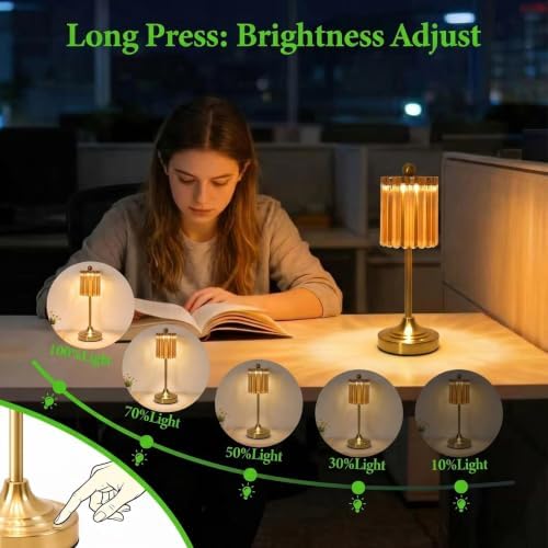 Small Vintage Cordless Table Lamp (Amber-01, 2 Pack) - Image 3