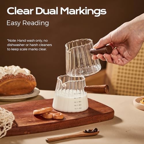 YARRAMATE 6oz Glass Espresso Measuring Cups, 2 Pack with Handle - Image 4