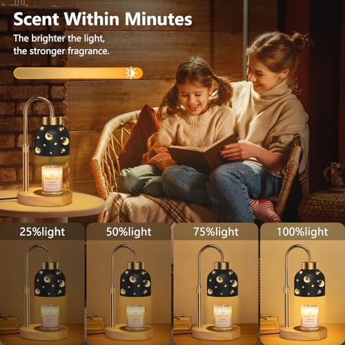 seenlast Candle Warmer Lamp with 2 Bulbs, with Dimmer Adjustable Height,Mothers Day Gifts,Vintage Home Decor,2/4/8H Timer - Image 3