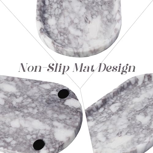 Koville Real Luxurious Natural Marble Vanity Tray, 10"x5" Calacatta Viola Marble Catchall Tray for Bathroom, Stone Perfume Trays Jewelry Dish for Dresser, Genuine Stone Storage Tray for Home Decor - Image 4