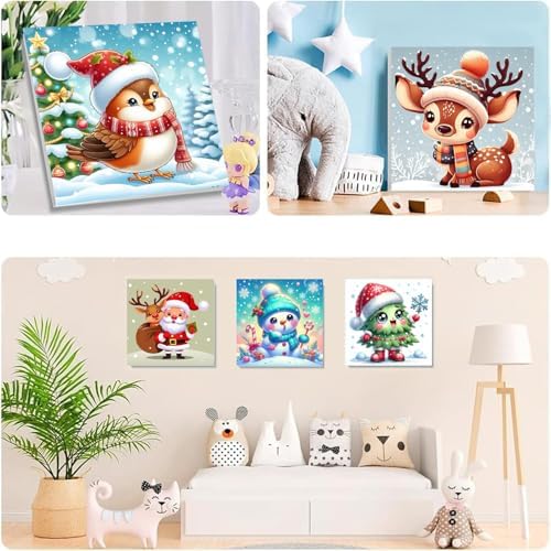 6 Pack Christmas Framed Paint by Numbers for Adults, Easy Acrylic Cartoon Painting by Number Kits on Canvas, Christmas Painting by Numbers Kits, Adults' Paint-by-Number Kits for Home Wall Decor 8x8in - Image 4