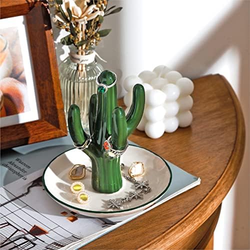 PUDDING CABIN Cactus Ring Holder Green Jewelry Dish for Rings Earrings Bracelets Necklace Organizer, Cactus Gift for Women Birthday Wedding Graduation Christmas Valentines, Room Decor Aesthetic - Image 4