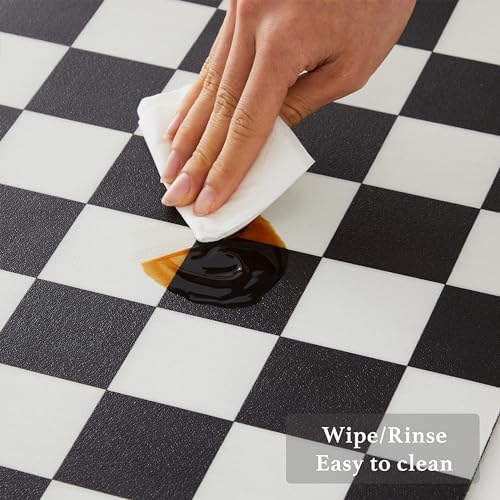 Ohocut Checkered Dish Drying Mat for Kitchen Counter, Coffee Bar Station Accessories, Retro Cute Aesthetic Modern Absorbent Drainer Mat Kitchen Drying Mat Easy Clean, Black 16" x 24" - Image 5
