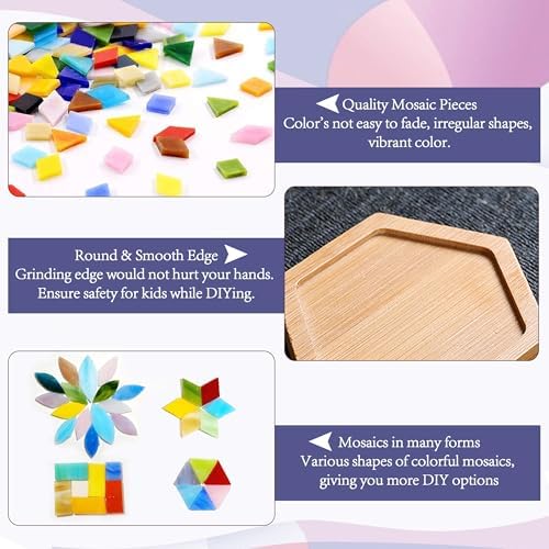 2Pcs DIY Glass Mosaic Tiles Kits Stained Glass Coaster Craft For Adults - Image 3