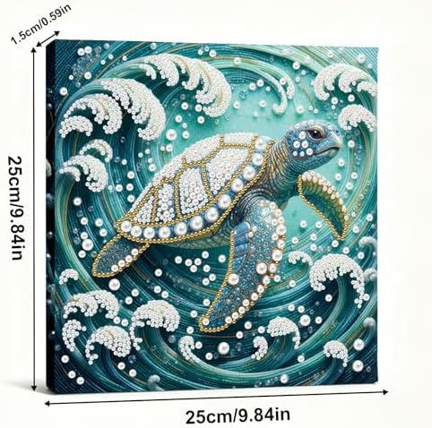 LQCrafK DIY Pearl Art Painting Handcraft Kit for Adults Beginners with Tools and Framed Painting, Creative Design,Self-Adhesive, Healing Stress-Relieving Home Wall Decoration-Sea Turtle - Image 6
