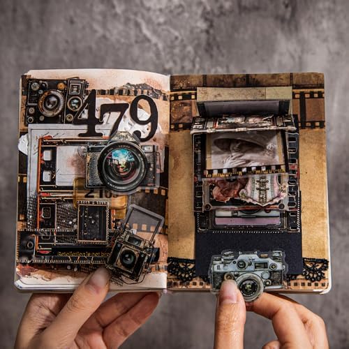 Diuhofart Vintage Scrapbooking Kit, 90 Sheets Time Cinema Theme, Scrapbook Stickers and Decorative Papers Collage Materials, Ephemera for Junk Journal Supplies, Journaling, Crafts Arts, Scrap Booking - Image 4