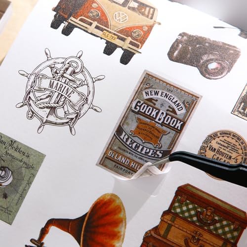 Vintage Aesthetic Stickers, 50 Sheets Washi Sticker Book for Adults, 30 Sheets Scrapbook Stickers and 20 Sheets Scrapbooking Papers for Bullet Journaling Junk Journal Supplies Ephemera Sticker - Image 4