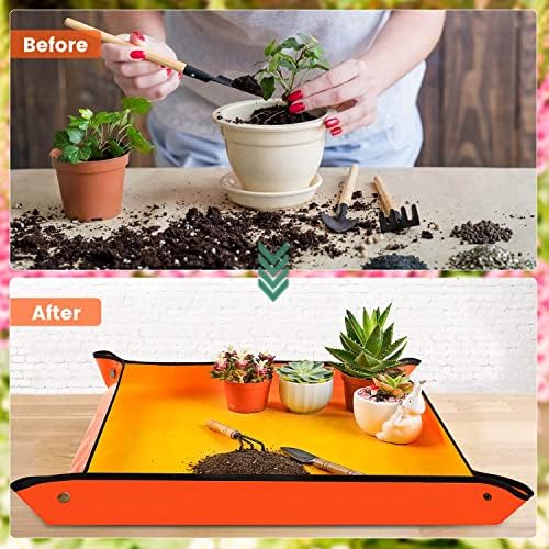 Repotting Mat for Indoor Plant Transplanting & Potting Soil Mess Control, 26.8" X 26.8" Portable Potting Tray Succulent Plant Mat Indoor Gardening Tools Gardener Gifts Plant Gift for Plant Lovers - Image 2