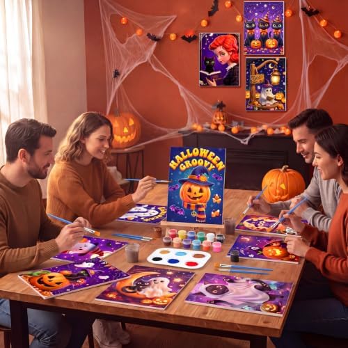 Zhanmai 20 Set Pre Drawn Canvas Painting Kit, Spooky Cute - Image 4