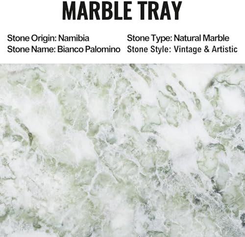 Koville African Natural Marble Tray, 12"x6" Vanity Decorative Tray for Countertop Organizer, Catchall Tray for Perfume, Candles, Jewelry Dish - Image 3