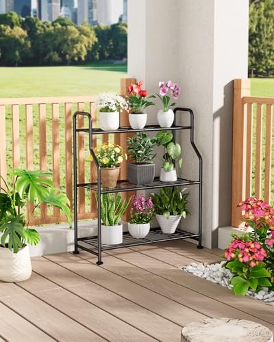 Kitsure Metal Plant Stand Indoor & Outdoor, 27" Wide - 3 Tier, Black - Image 5