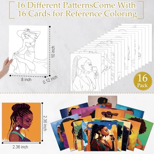 AmazingSpark 16 Pcs Pre Drawn Canvas to Paint for Adults Black Girl - Image 3