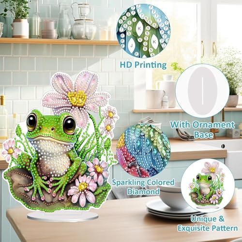 Diamond Painting Kits for Adults Beginners, 5D Full Drill Frog Crystal Art Desktop Ornament, DIY Single Sided Home Office Desk Decor, Creative Craft Gift Set with Tools - Image 5