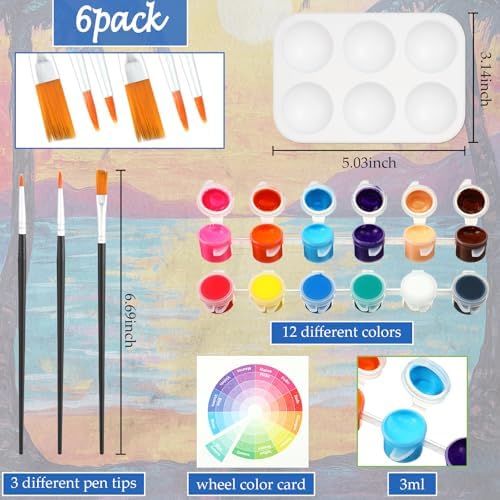 Dinifee 6 Pack Pre Drawn Canvas 8x10 Paint Kit for Adults, Sunset - Image 4