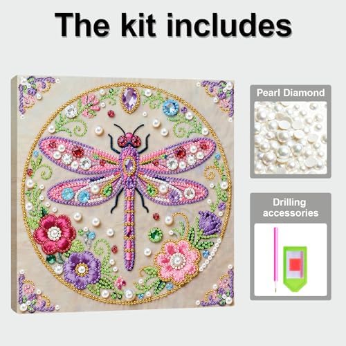 LQCrafK DIY 3D Pearl Art Painting Handcraft Kit for Adults Beginners, Home Wall Decoration, Creative Design Framed Painting with Tools-Dragonfly - Image 7