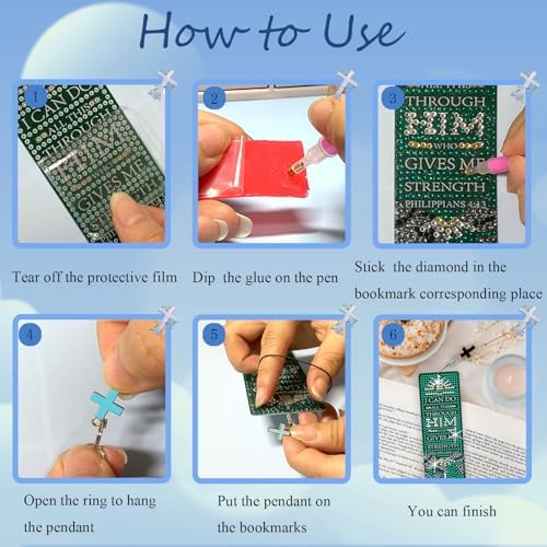 8PCS Diamond Painting Art Bookmarks,Cute Acrylic Bookmarks Crafts Kits Gifts with Pendants for Adult Women Book Lovers (Christian) - Image 4