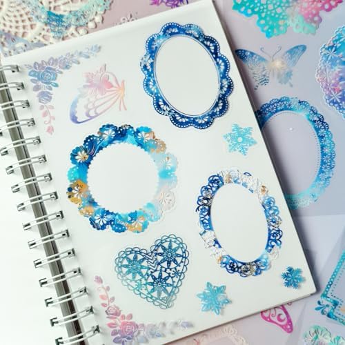 130 Pcs Pastel Fade-Resistant Lace Scrapbook Stickers - Vintage Colorful Butterfly Feather Embellishments, Waterproof Reusable DIY Decor for Journal Wedding Photo Album Craft Gift Seasonal Projects - Image 3