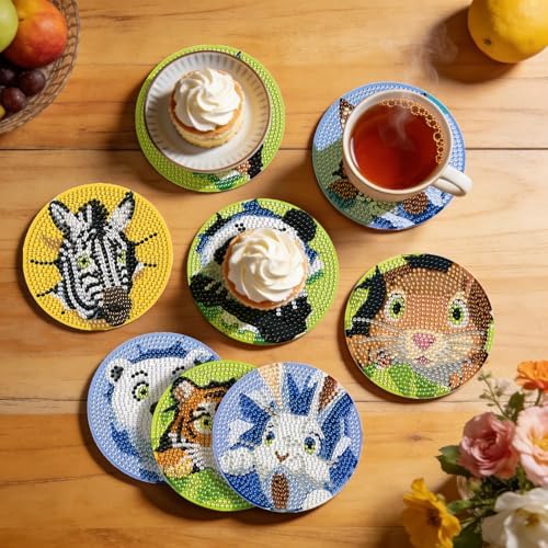 Leatrice 8 PCS Diamond Art Coasters Set Diamond Painting Kits for Adults - Image 7