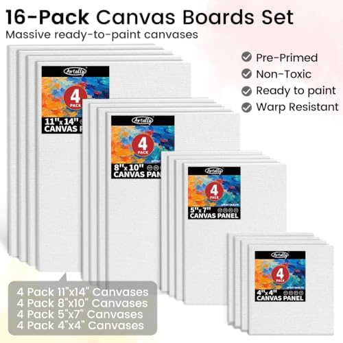 ARTALLY Acrylic Paint Set for Adults & Kids, 69 Pcs Canvas Painting Kits, 32 Colors Acrylic Paint (22ML),Table Easel,Brushes,Canvas, Art Painting Supplies Kit for Students,Artists,Beginners - Image 6