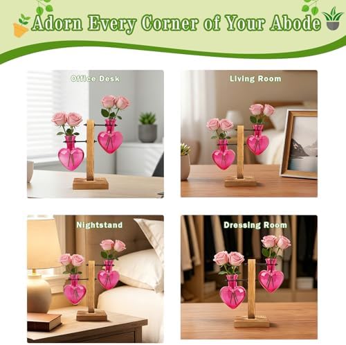 XXXFLOWER Plant Propagation Station Terrarium 2 Pink Heart Shaped Vase - Image 6