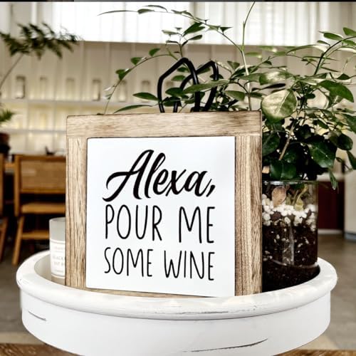 Alexa Wooden Wine Bar Sign - Farmhouse Tabletop Decor Set, Home Accent - Image 4
