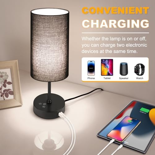 Unicozin Table Lamp with 3 CCT (3000K/4500K/6500K), Stepless Dimmable Bedside Lamp with 7 Color Changing, Modern Nightstand Light with Black Shade for Bedroom, Kids Room, Home, Office - Image 7