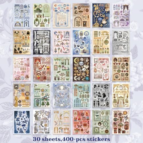 Aesthetic Die-Cut Sticker Book - 30 Sheets Matte & Tactile Finish Vintage Journaling Scrapbooking Supplies for Adults & Crafts - Image 3