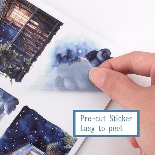 Pre-Cut Galaxy Sticker for Journaling, PET Washi Paper Collage Book, 20 Sheets Star Space Fantasy Planner Decals Scrapbook Junk Journal Supplies - Image 4