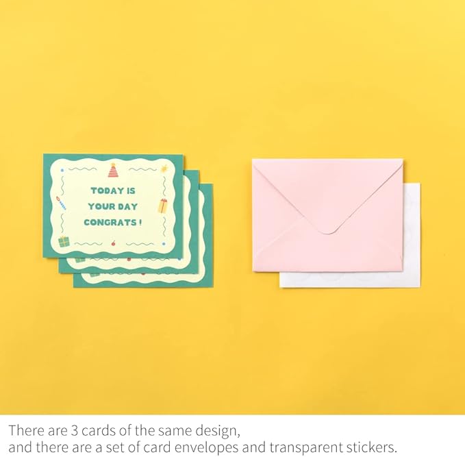 Monolike Day-by-day Card, Pop pop birthday Ver.2 - Mix 36 Mini Single cards, 36 envelopes, 36 stickers Package