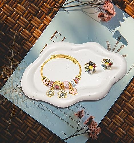 Spotted-White Ceramic Jewelry Dish for Women, Cloud Tray Trinket Dish - Image 2
