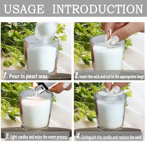 1.1LB Candle Sand- White Candle Beads and Wicks, Jasmine Scented Pearled Candle Wax for DIY Making, Refillable Non-Toxic for DIY Customized,Gifts Home Decoration Wedding Party - Image 4