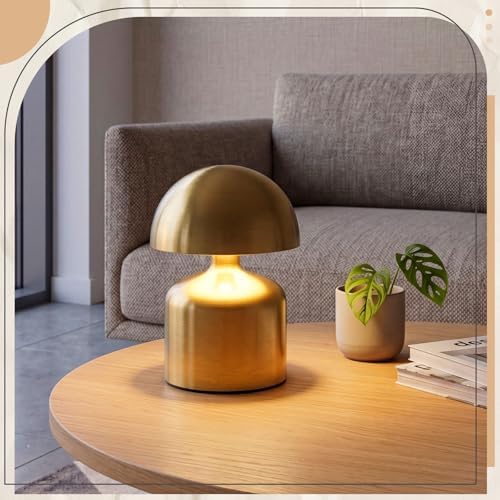 2 Pack Mushroom LED Table Lamp, Gold - Image 5