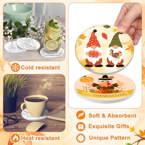 Potchen 12 Pcs Color Your Own Coaster DIY Kits,Thanksgiving Day - Image 3