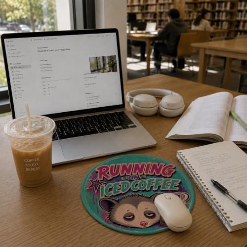 Funny Sarcastic Y2K Opossum Round Mouse Pad for Desk - Image 3
