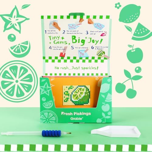 Grabie Mini Diamond Painting Cards Kit, 10 Pack Square Drill, Fresh Picking - Image 2