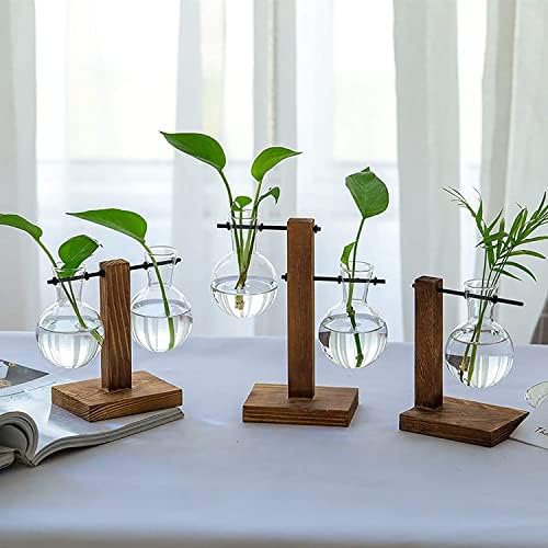 Plant Propagation Station, Plant Terrarium Vase Hydroponics Plant Holder, Indoor Plant Stand, Terrarium Kit for Hydroponics Plants Home Decor, Plant Lover Gifts 2 Bulb Vase - Image 3