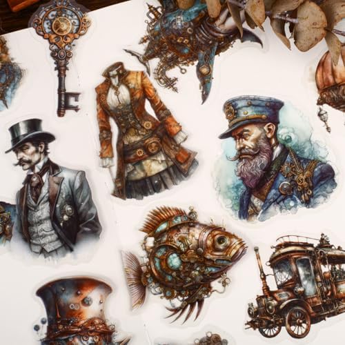 Alideco 120pcs Scrapbook Stickers Vintage Steampunk Character Scrapbooking Junk Journal Crafts Embelishment Decoration Stickers (zhengqishidai) - Image 5