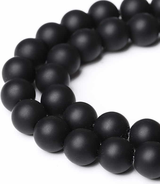 60pcs 6mm Matte Natural Black Agate Onyx Beads Round Loose Beads for Jewelry Making DIY Bracelets Crystal Energy Healing Power Stone (6mm, Matte Black Agate)