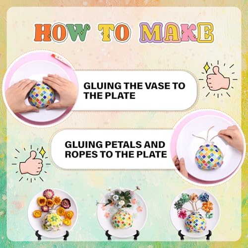LemonRoad 3 Sets DIY Vase Mosaic Painting Kits, DIY Mosaic Arts and Craft Kits with Accessories, Handmade Sticker Painting Gem Art Kit for Adults, Room Decoration - Image 5