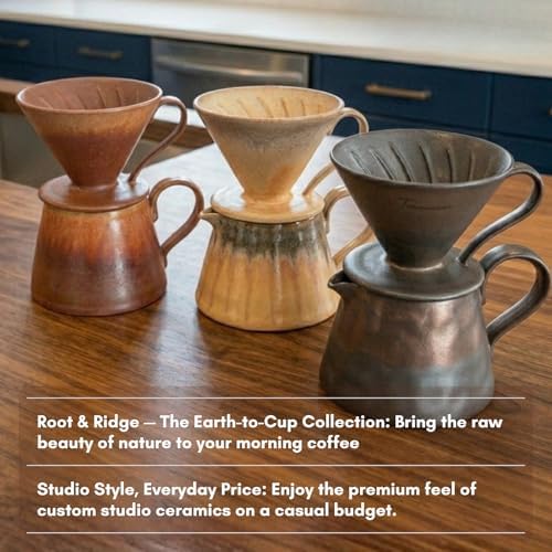 Artistic Handcrafted Ceramic Pour Over Coffee Set (Shadow) - Image 6