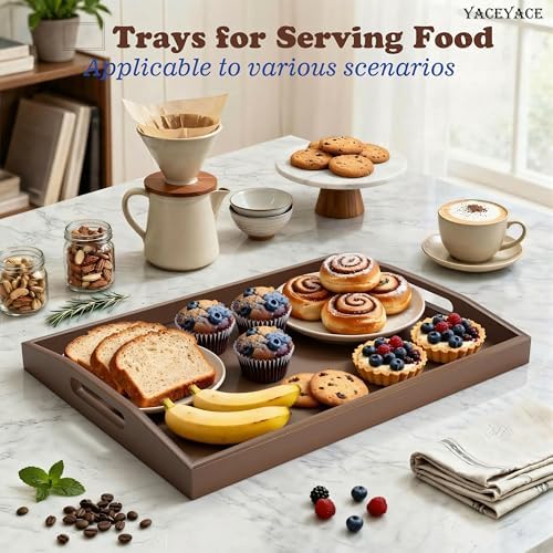 Bamboo Tray with Handles, 15.7"x11.4"x2" Medium Serving Tray - Image 6