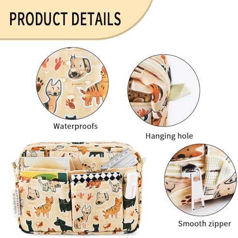 Multiple Pockets Portfolio Organizer with Zipper,Makeup Bag Pencil Pouch - Image 5