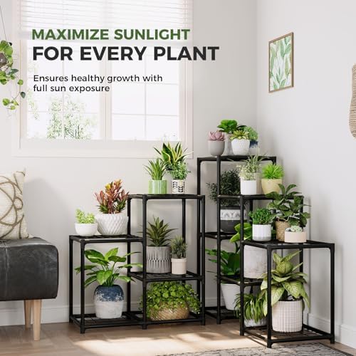 Bamworld Corner Plant Stand Indoor Metal Plant Shelf 5-Tier - Image 3